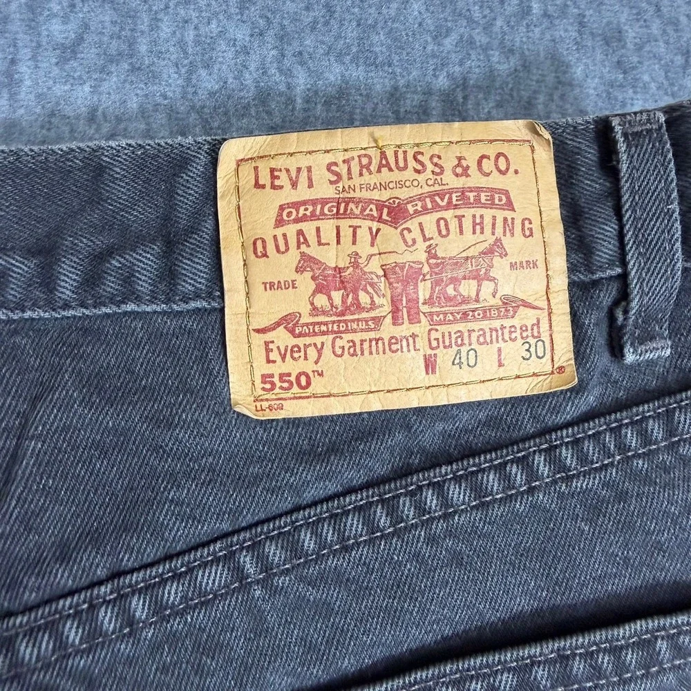 Levis 550 Jeans Mens 38x30 Black Relaxed Fit Tapered Leg Denim Vintage 1999